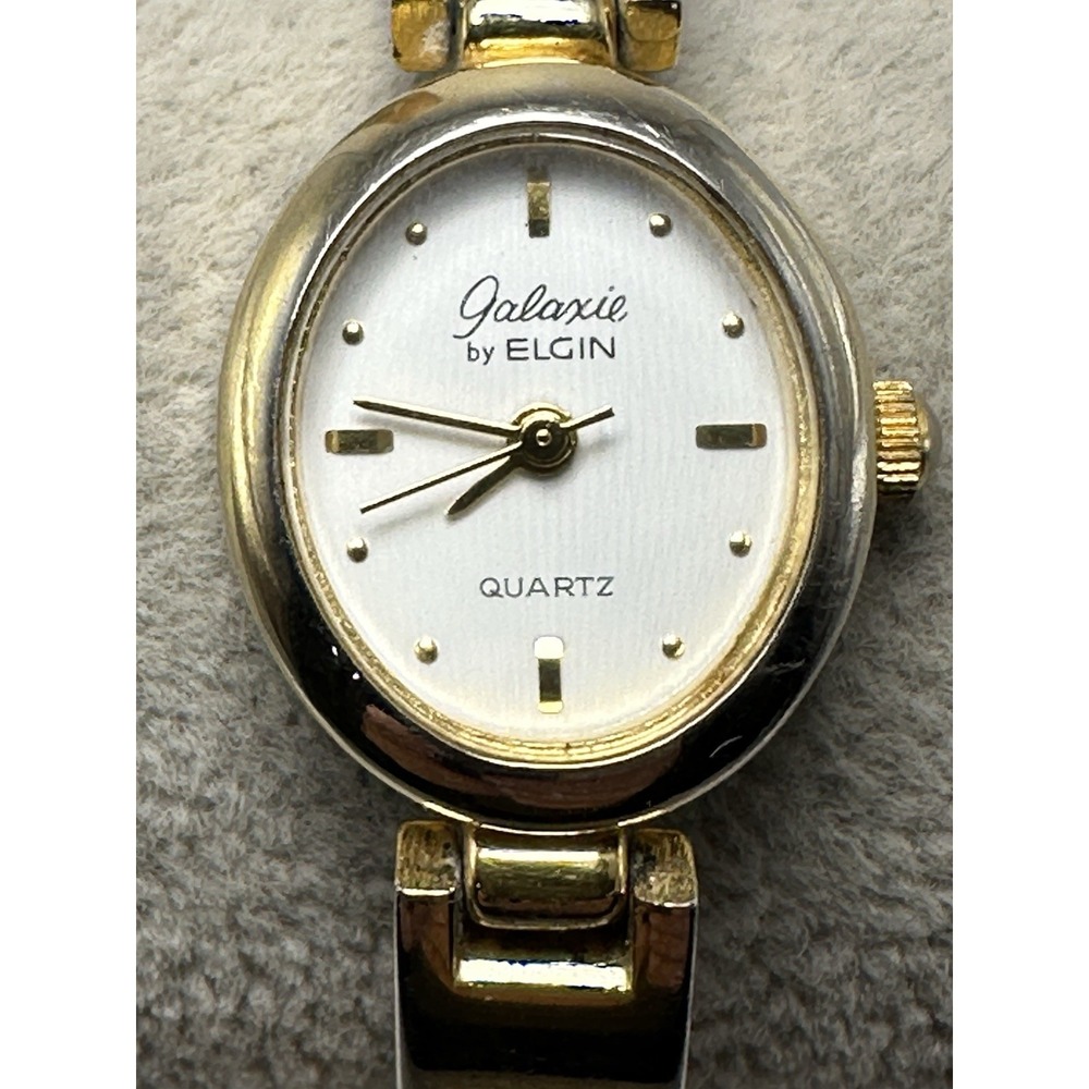 Galaxie By Elgin W1029 New Battery Ladies Watch 19MM 6.75"‎ Gold Tone K56